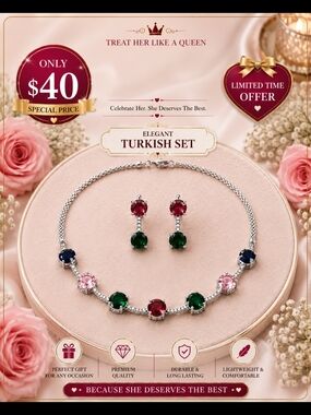 Elegant Multi-Color Turkish Jewelry Set - Women
